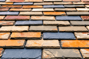 Colorful natural slate roof on a residential home