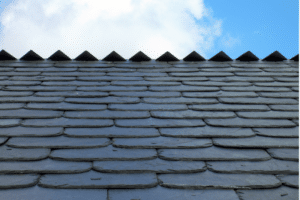 Close view of a historic slate roof on a residential home in Gaithersburg MD