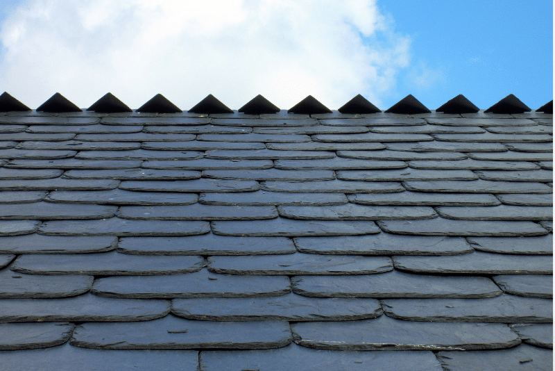 Close view of a historic slate roof on a residential home in Gaithersburg MD